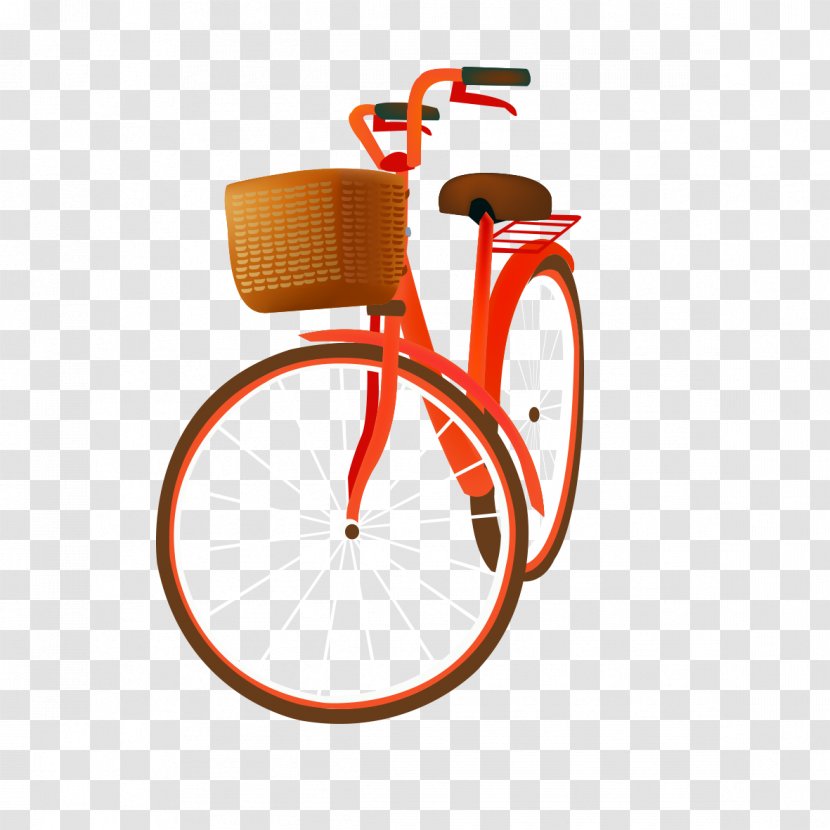Bicycle Cartoon Red - Drawing - Classic Bike Transparent PNG