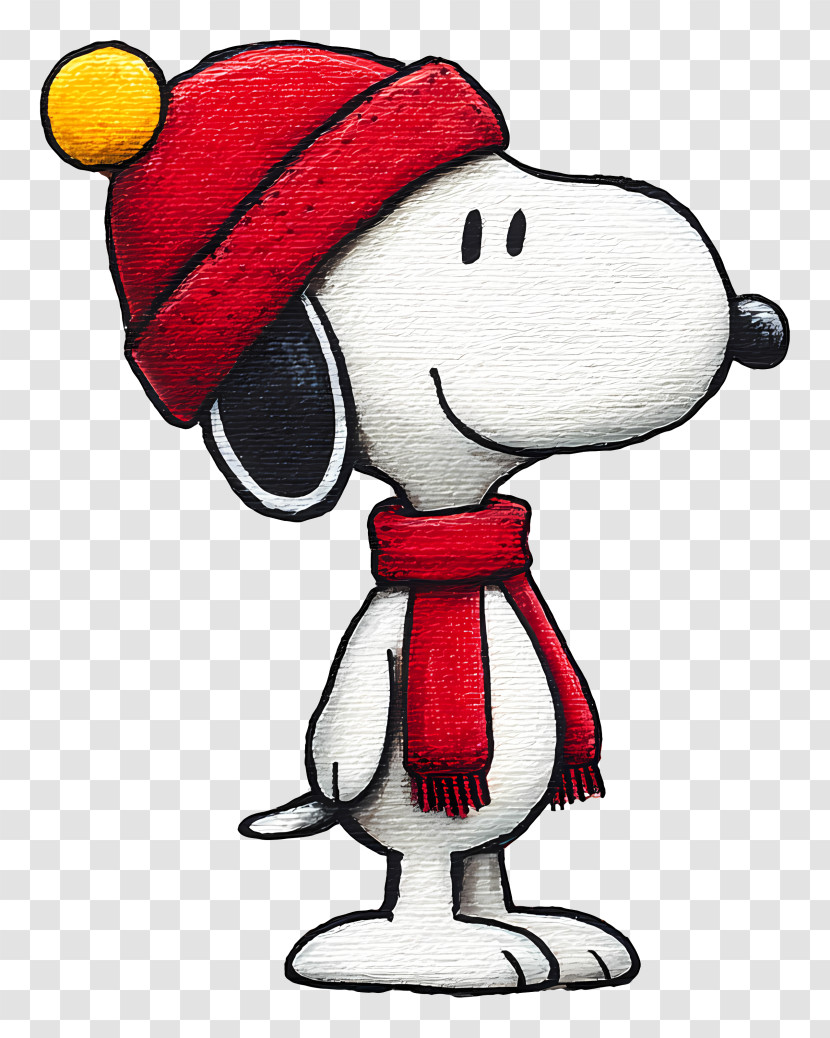 Snoopy Christmas - Cartoon Dog In Winter Hat And Scarf Transparent PNG