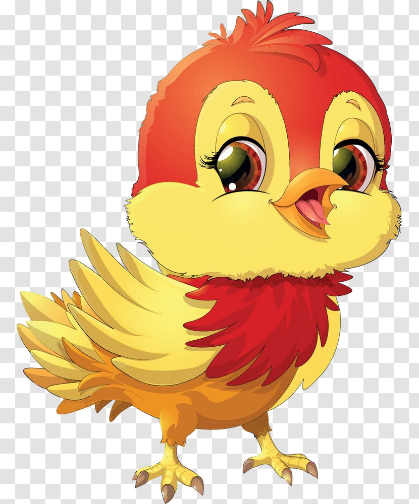 Cartoon Chicken Bird Rooster Beak Transparent PNG