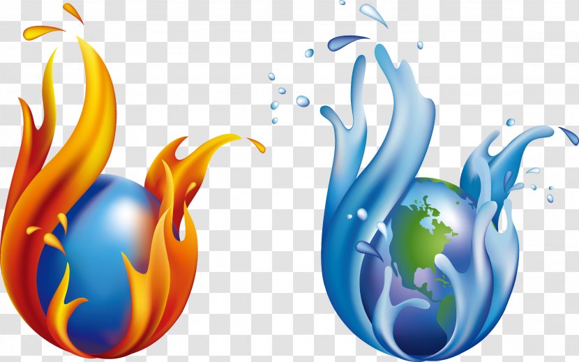 Earth Water Clip Art - Ice And Fire Transparent PNG