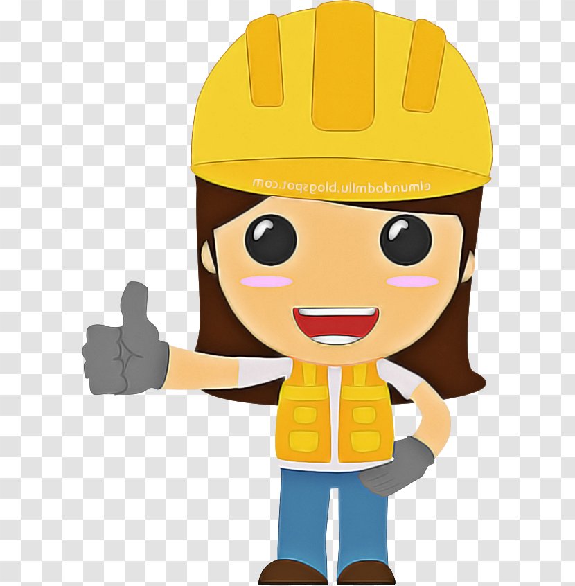 Cartoon Construction Worker Toy Headgear Personal Protective Equipment - Gesture Fictional Character Transparent PNG