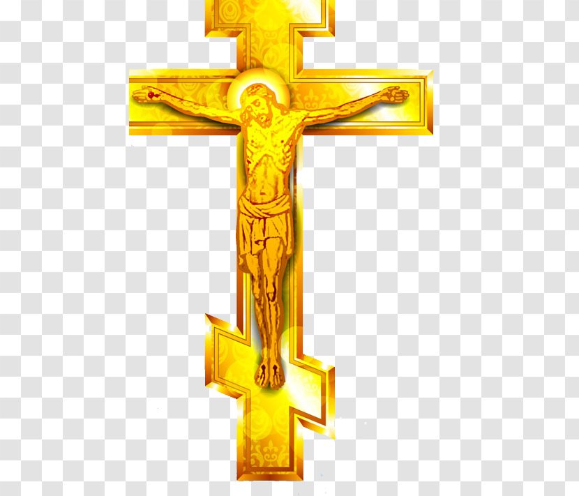 Cross Clip Art - Christian - Golden Jesus Transparent PNG
