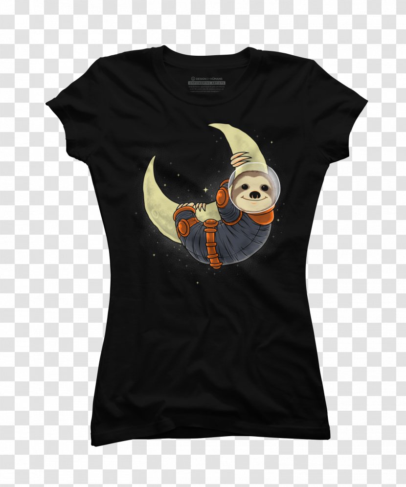 T-shirt Sleeve Hoodie Clothing Top - Black - Sloth Transparent PNG