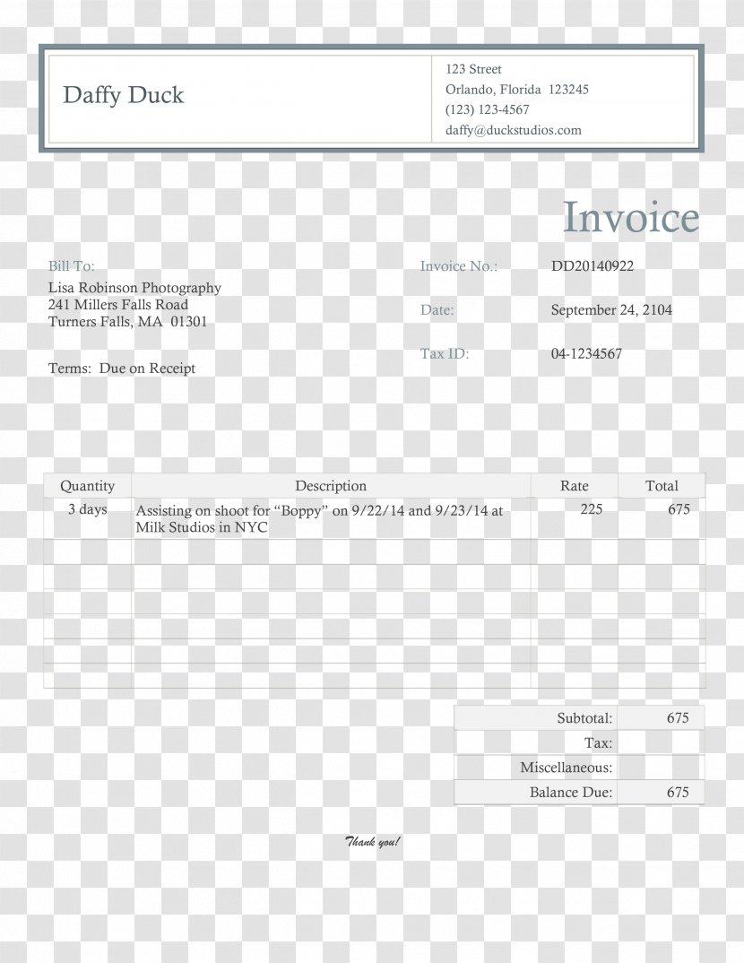 Screenshot Template Invoice Microsoft Word Photography - Pro Forma Transparent PNG