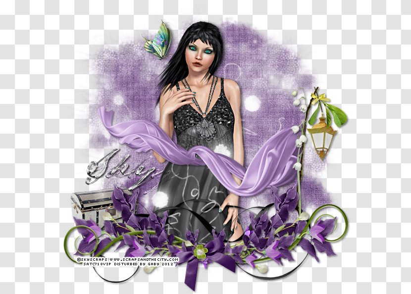 Fairy Black Hair Purple Transparent PNG