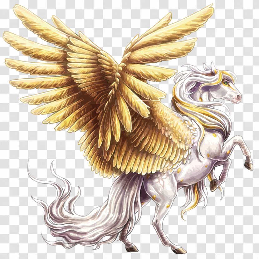 Horse Pony Pegasus - Mythical Creature - Golden Transparent PNG