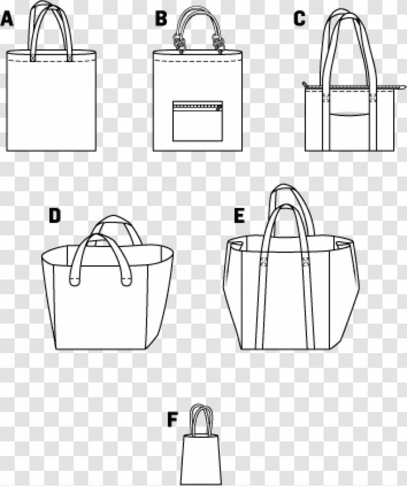 Tote Bag Handbag Burda Style Pattern - Bags Template Transparent PNG