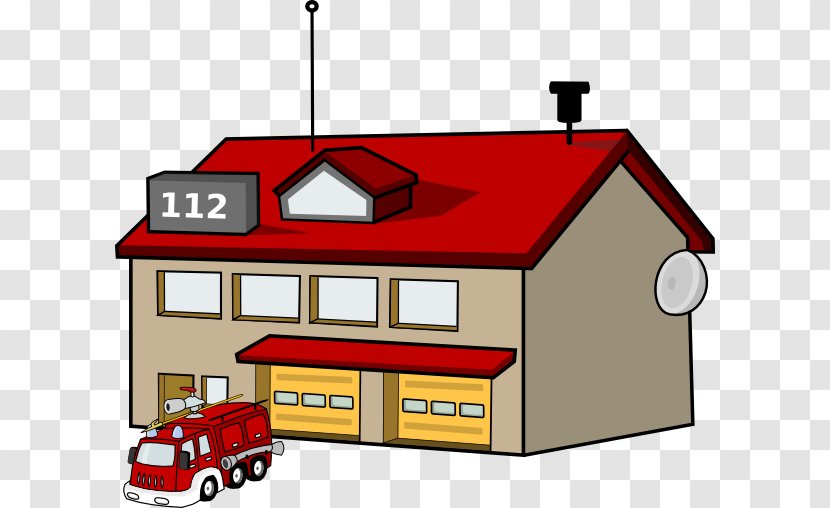 Fire Station Department Clip Art - Cartoon Firehouse Transparent PNG