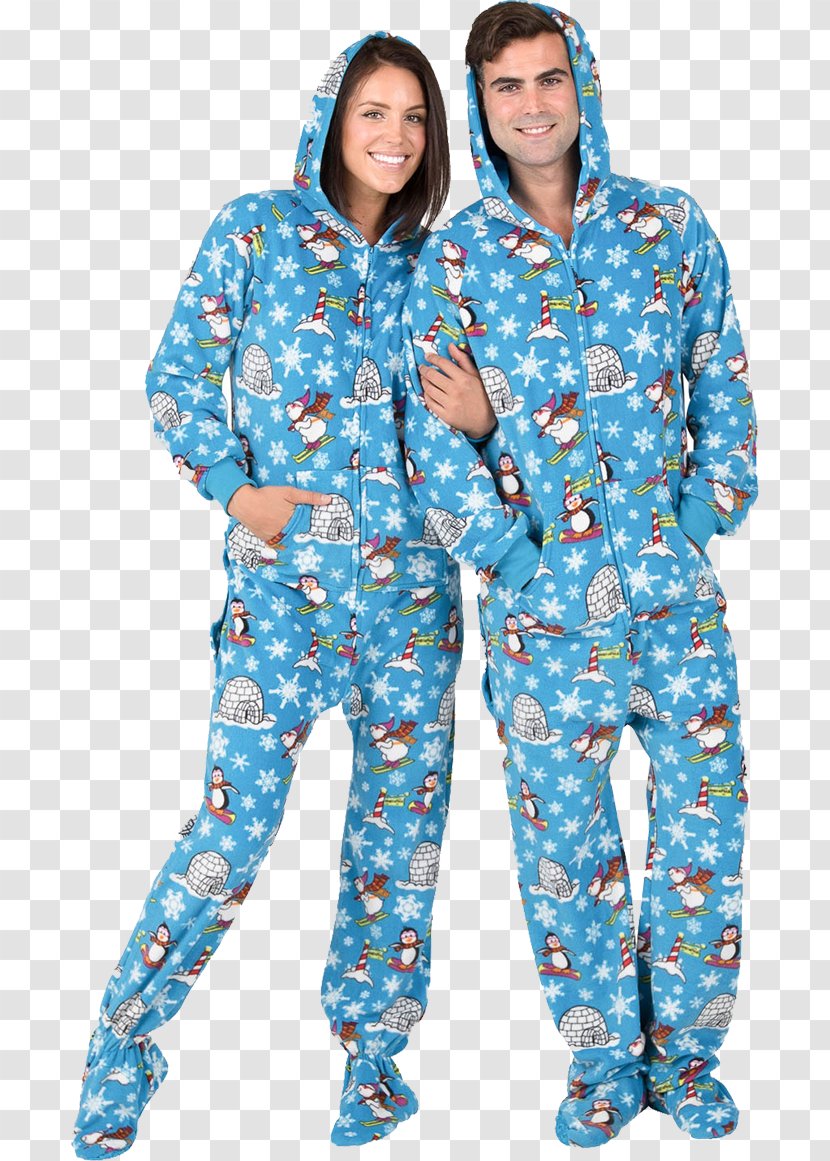 Hoodie Pajamas Onesie Clothing Polar Fleece - Blue - Zipper Transparent PNG