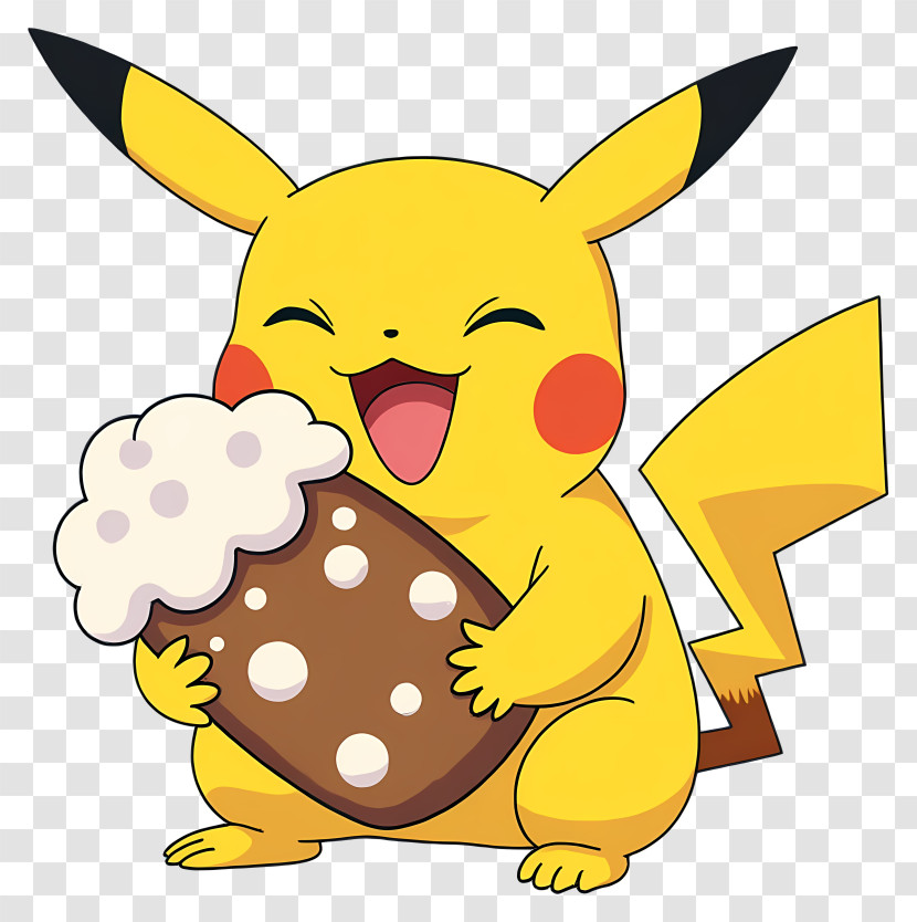 Pikachu - Pikachu Enjoying A Snack Transparent PNG