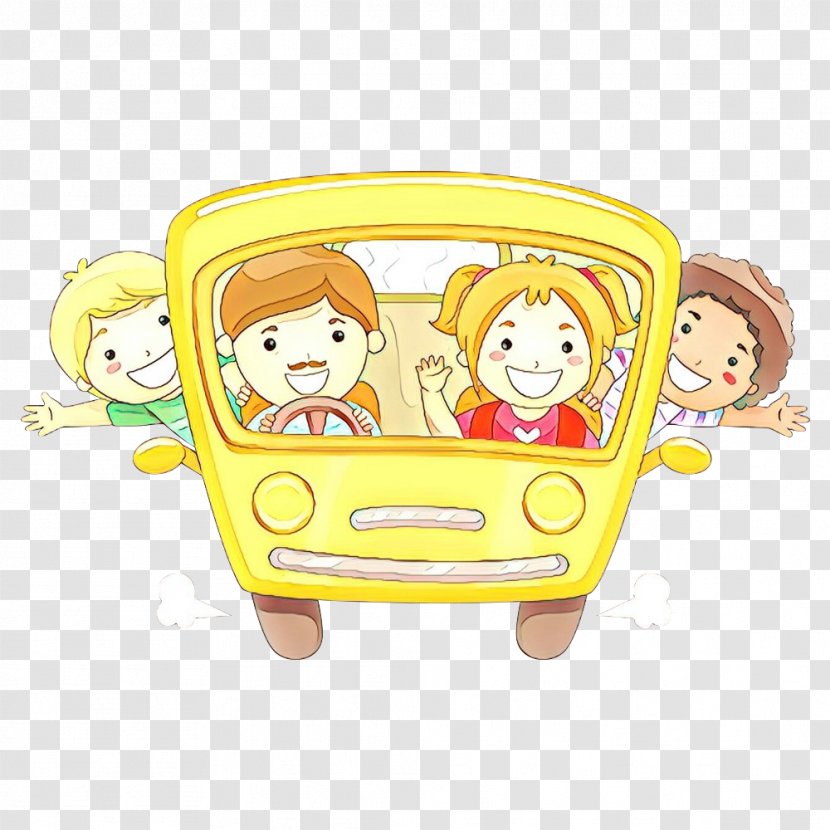 Cartoon School Bus - Yellow - Child Transparent PNG