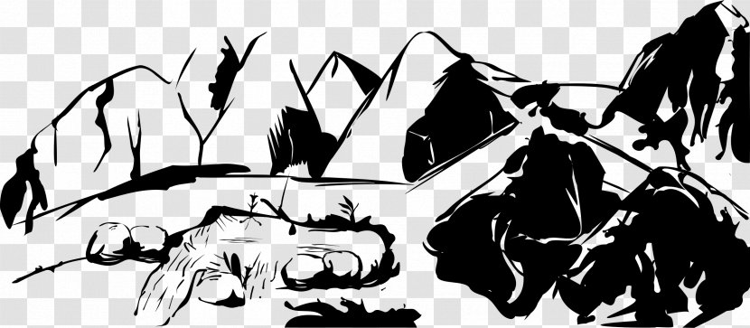 Mountain Black And White Clip Art - Silhouette - Pond Transparent PNG