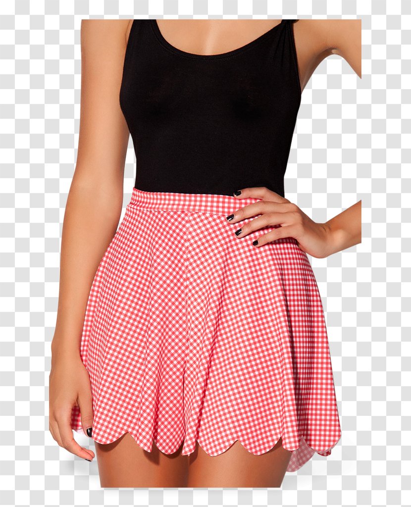 Polka Dot Waist Miniskirt Swimsuit Dress - Peach Transparent PNG