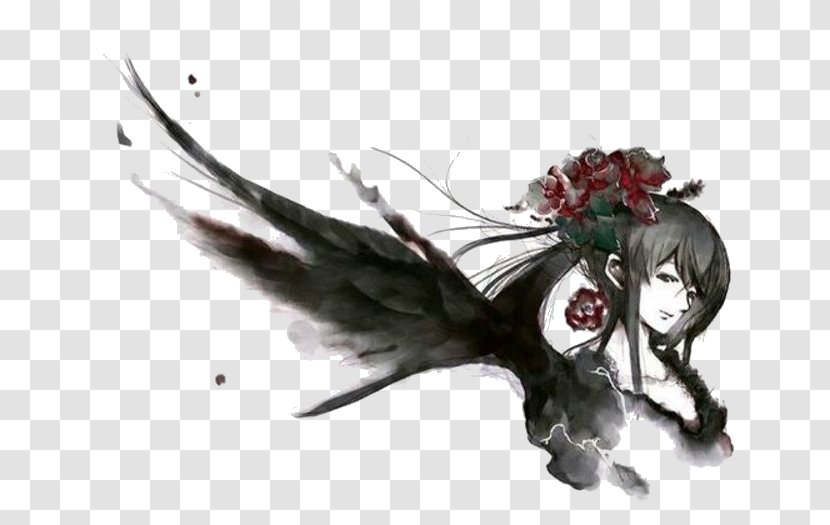 Cartoon Google Images Ink Brush Wash Painting - Flower - Woman Transparent PNG