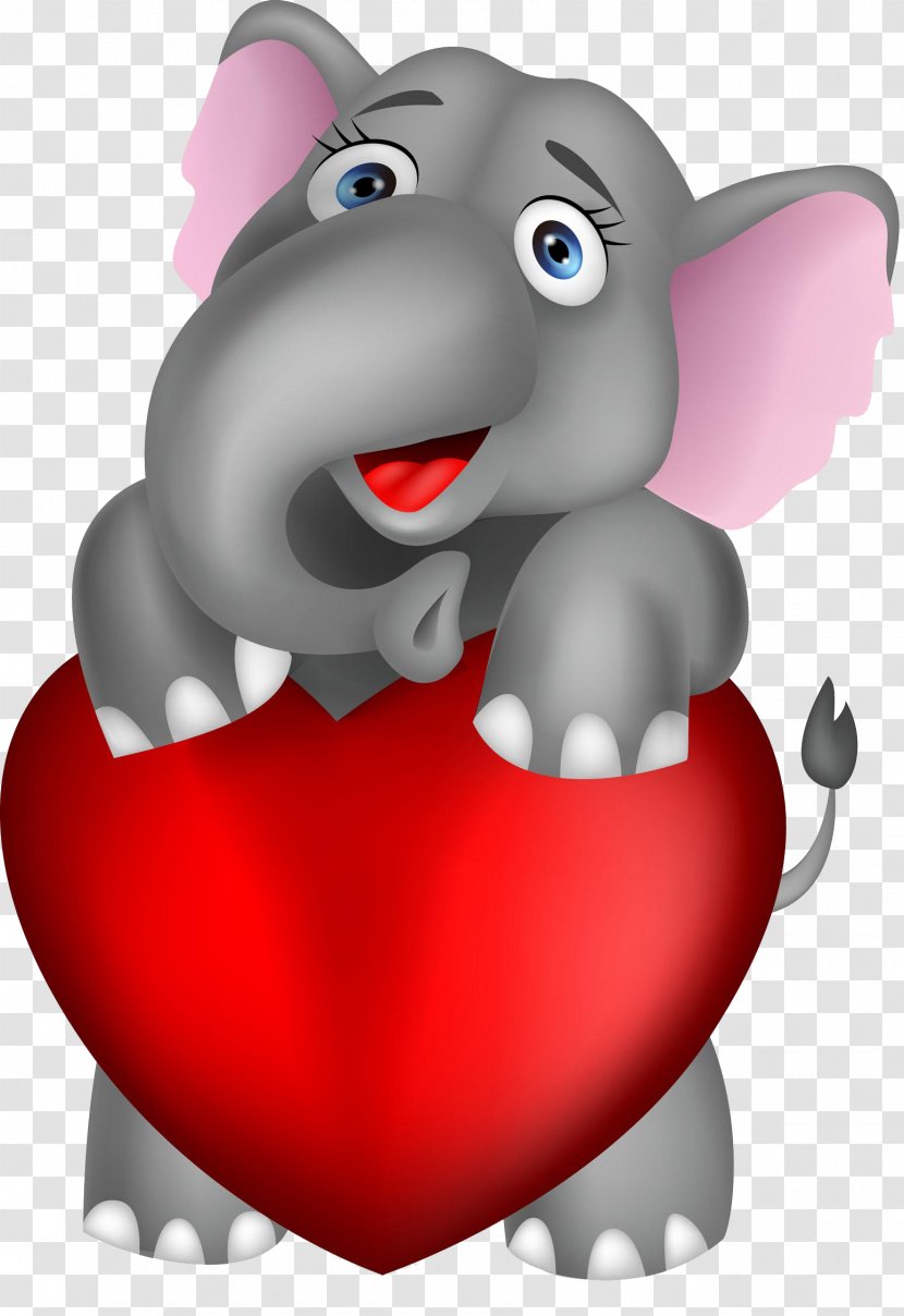 Heart Elephant Red Clip Art - Watercolor - Holding A Baby Love Transparent PNG
