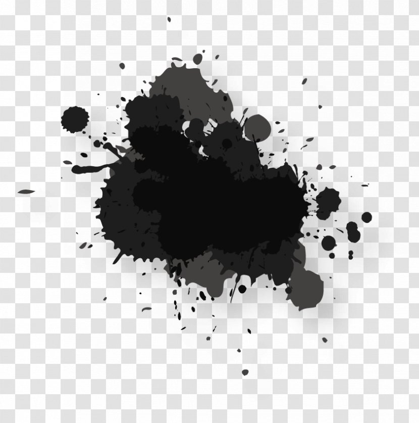 Watercolor Painting Inkstick - Monochrome Photography - Black Ink Droplets Transparent PNG