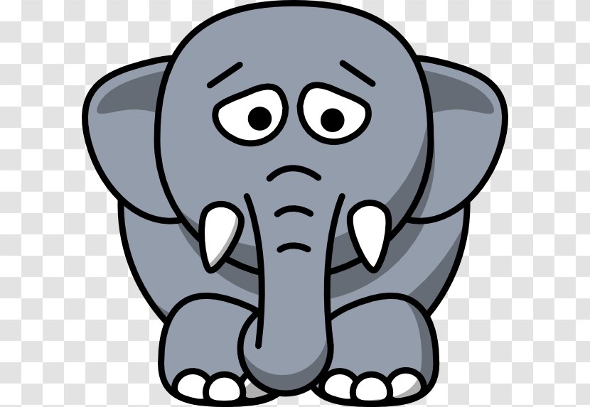 Elephant Cartoon Drawing Clip Art - Mammal - Sad Animal Cliparts Transparent PNG