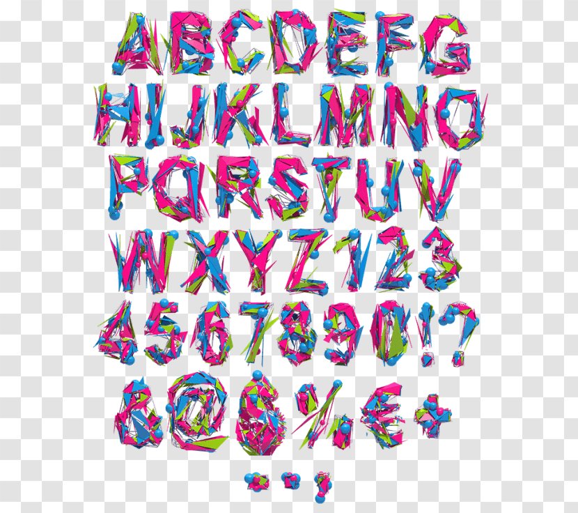 Pink M Line Party Font - Colorful Letters X Transparent PNG