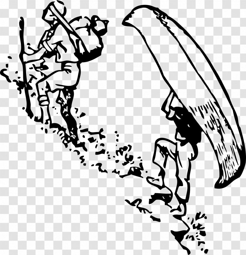 Canoe Portage Clip Art - Black And White - Climbing Transparent PNG