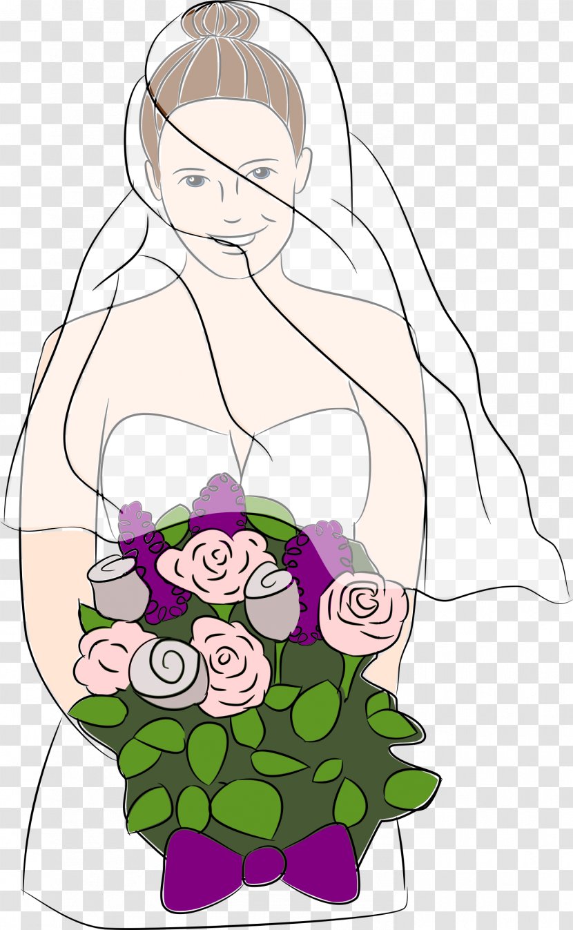 Floral Design Bride Wedding Clip Art - Silhouette Transparent PNG