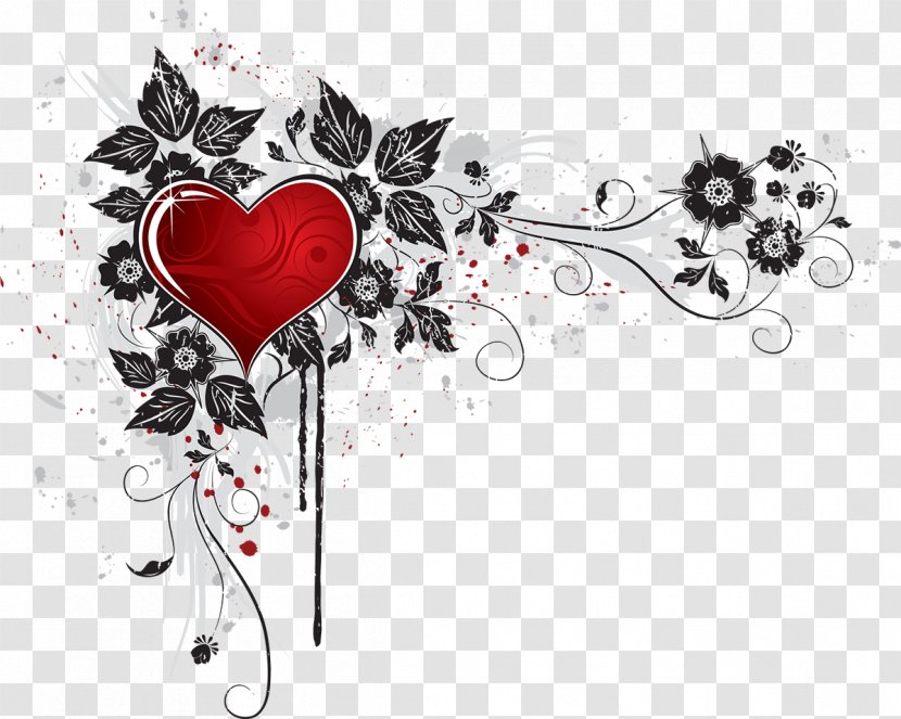 Valentine's Day Heart Clip Art - Black And White - Love Text Transparent PNG