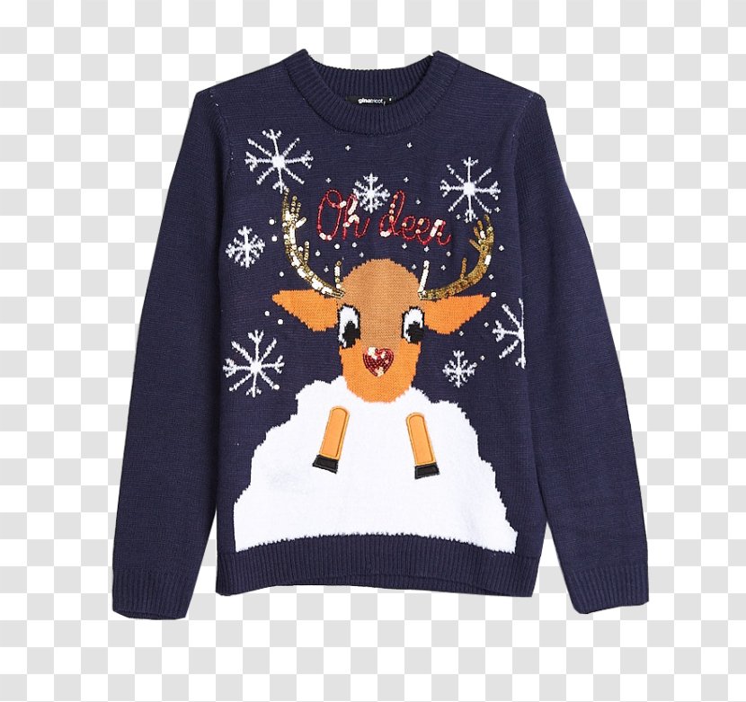T-shirt Sweater Reindeer Knitting Christmas - Red Transparent PNG