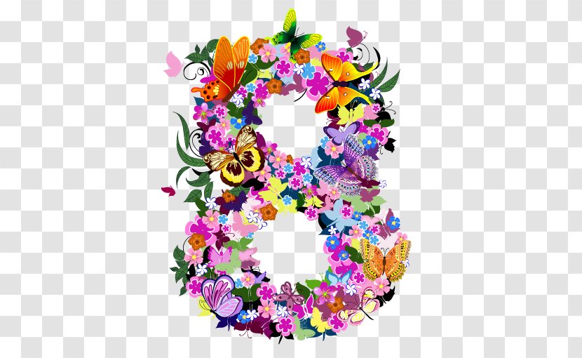 Number Flower - Wreath - Digital 8 Transparent PNG