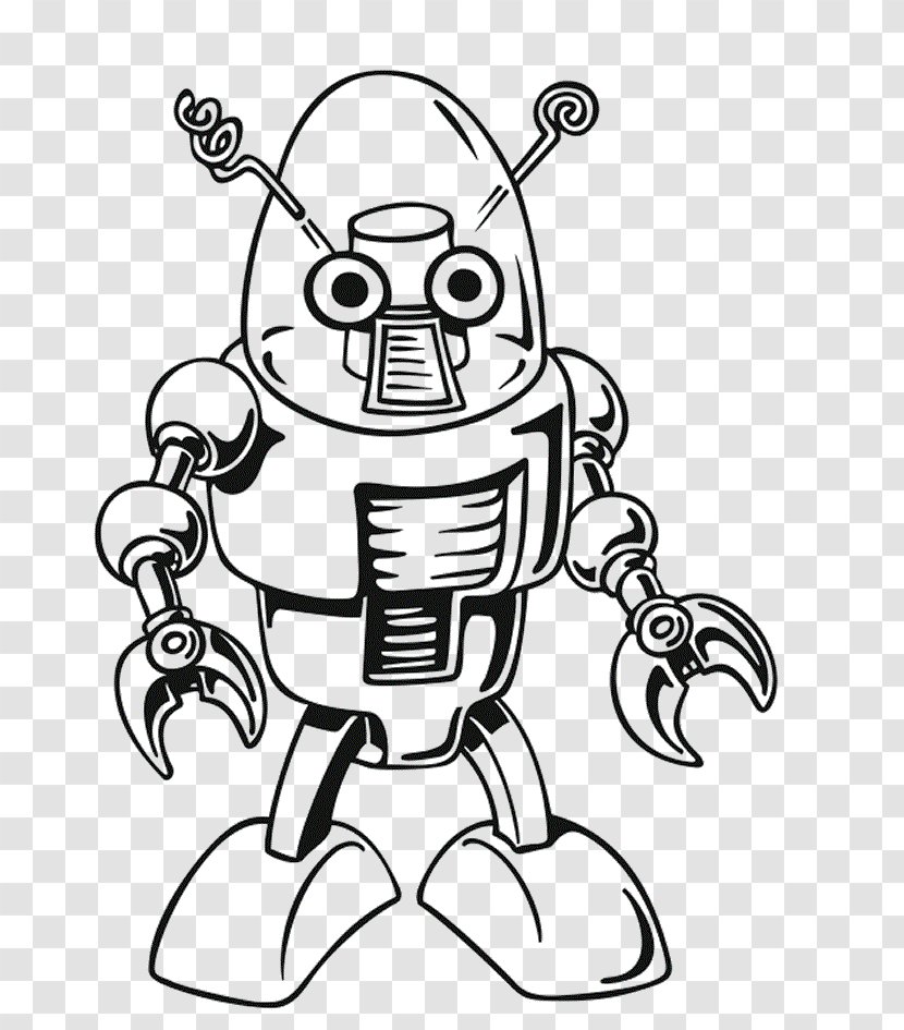 Coloring Book Robot Combat Child - Black And White Transparent PNG