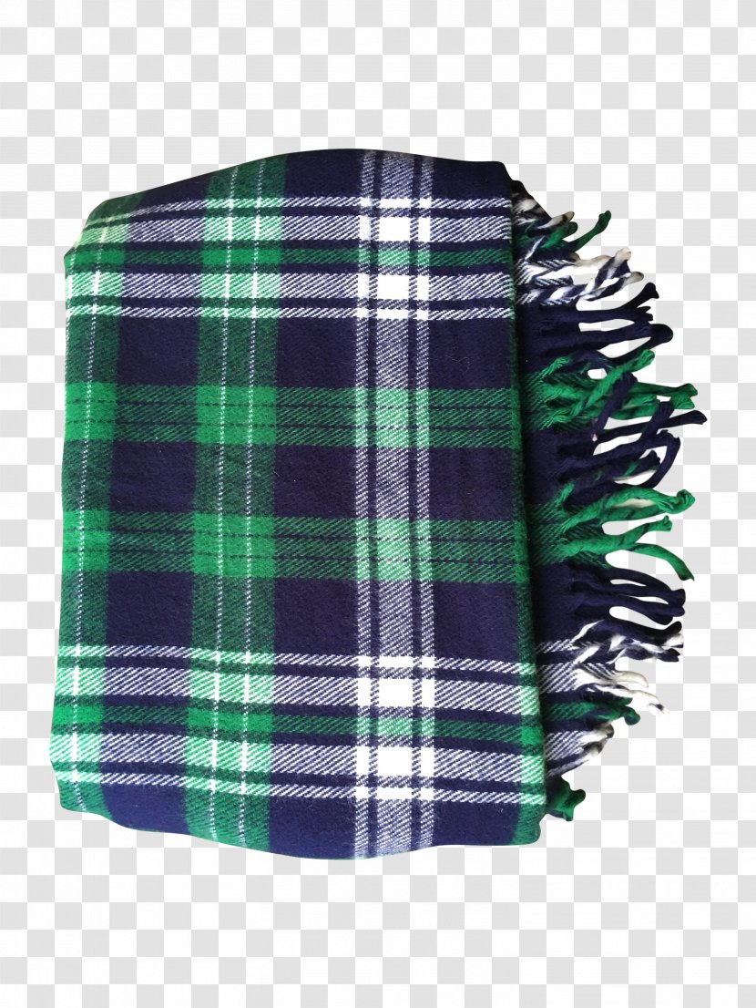 Tartan Green - Textile - Blue Blanket Transparent PNG