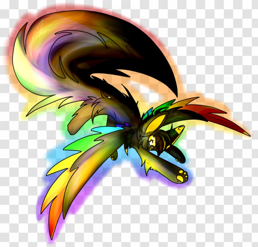 DeviantArt Fan Art - Silhouette - Rainbow Feather Transparent PNG