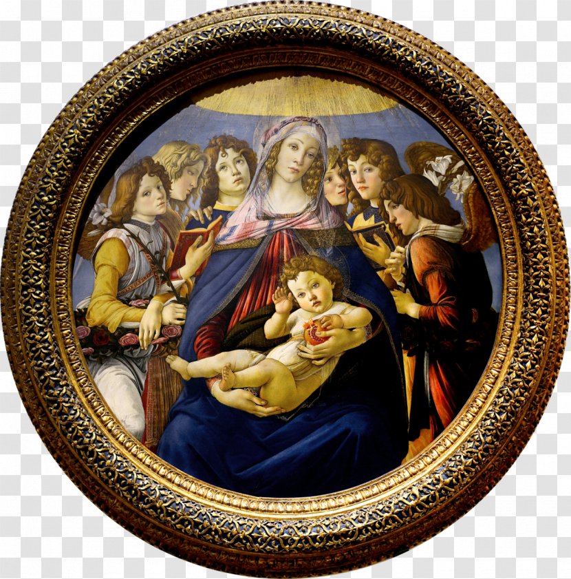 Uffizi Madonna Of The Pomegranate Magnificat Harpies - Oil Painting Transparent PNG