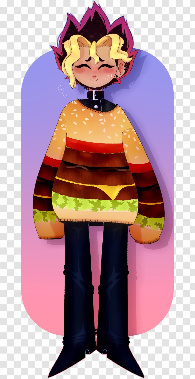 Illustration Cartoon Purple Costume Character - Fictional - Cheeseburger Sweater Transparent PNG