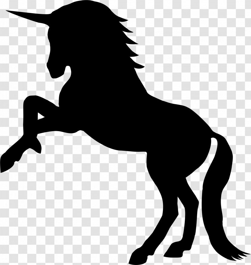 Horse Unicorn Silhouette Clip Art - Black - Horn Transparent PNG