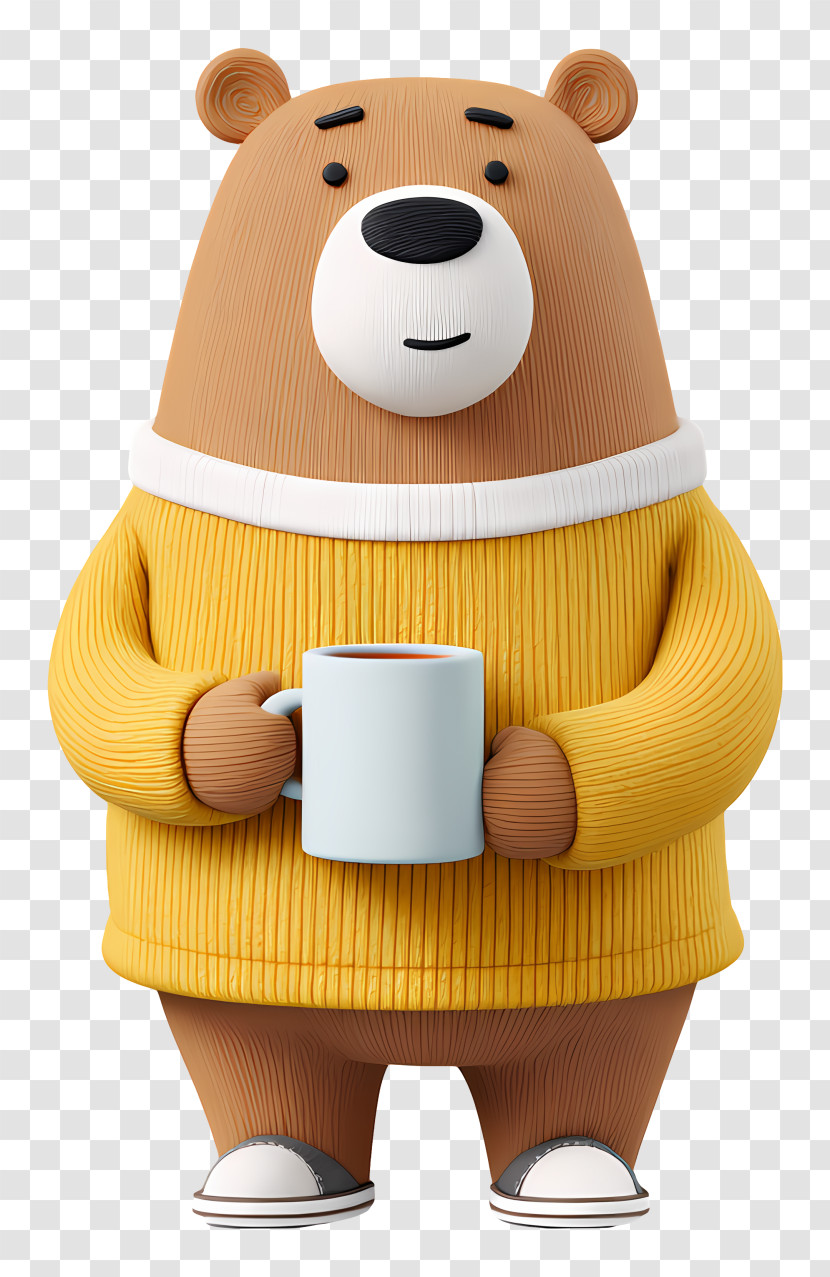 Bear Serving Coffee - Cozy Bear With Mug Transparent PNG