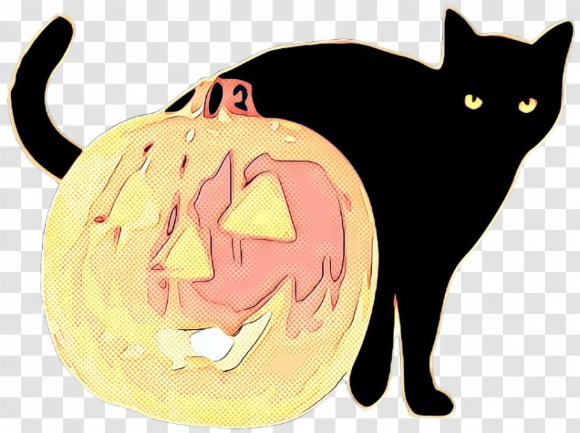 Black Cat Halloween - Small To Mediumsized Cats - Child Art Whiskers Transparent PNG