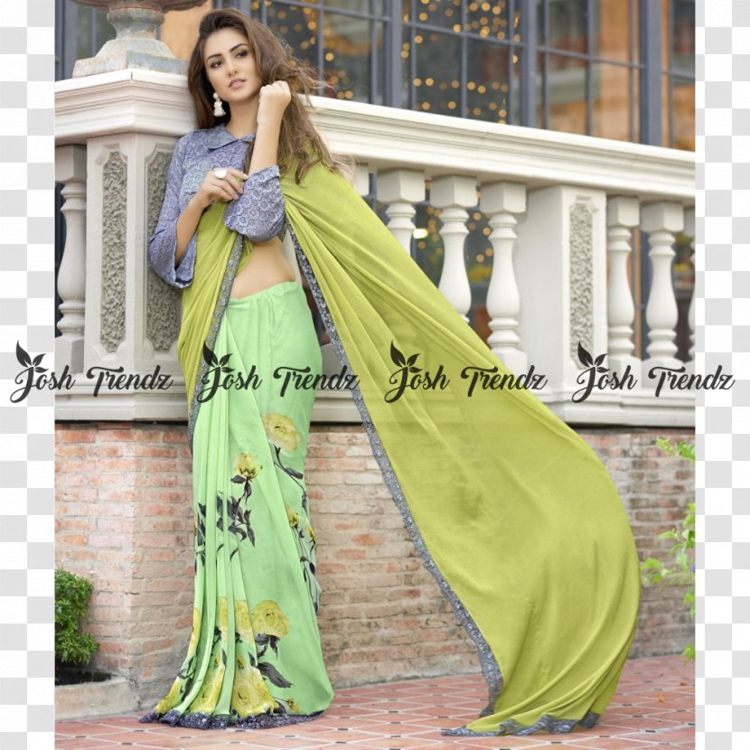 Chiffon Georgette Lace Silk Sari - Satin - Grey Transparent PNG