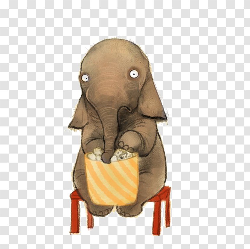 Popcorn Elephant Drawing Illustration - Mammal Transparent PNG