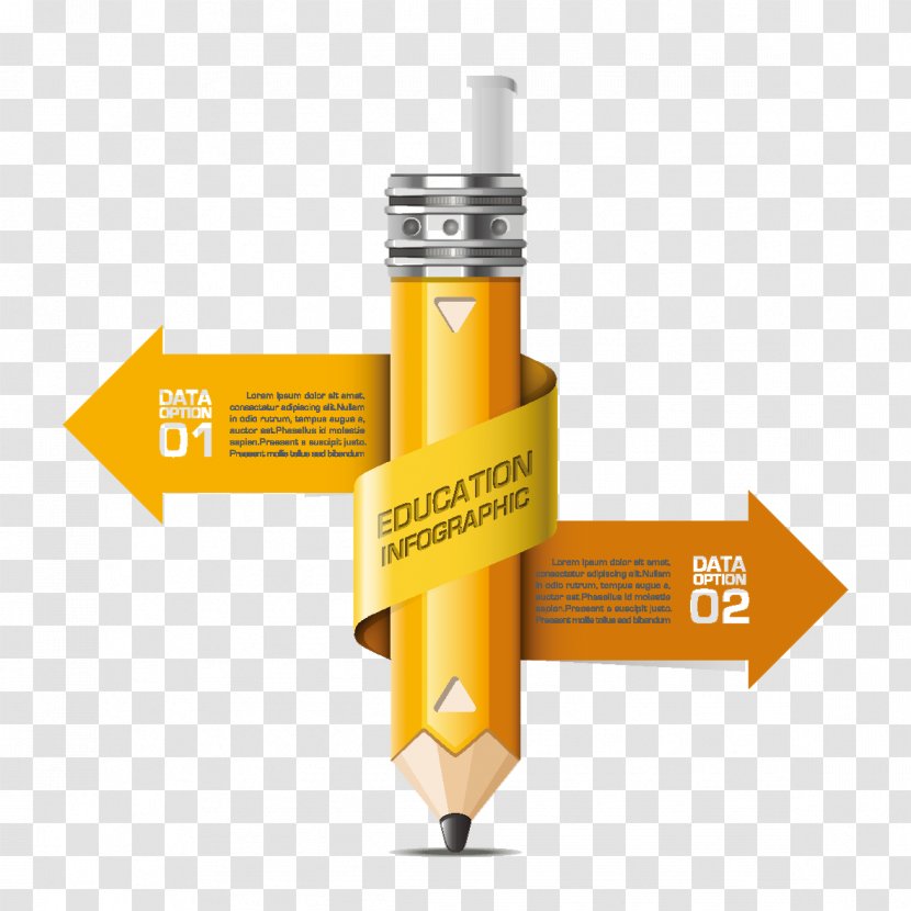 Infographic Education Pencil Illustration - Business Exquisite Vector Material Transparent PNG