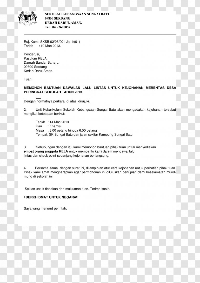 Sekolah Kebangsaan Sungai Batu, Kedah Paper Document Serdang Education - Police - Hospital Tips Transparent PNG