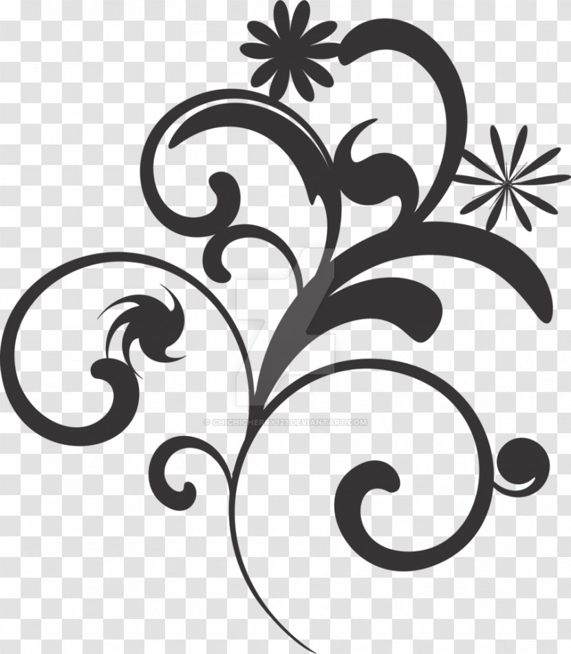 Flower Black And White Clip Art - Vector Transparent PNG