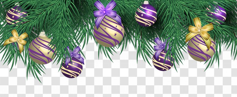 Christmas Ornament Purple Clip Art - Pine Family - Transparent Decor With Balls Clipart Image Transparent PNG