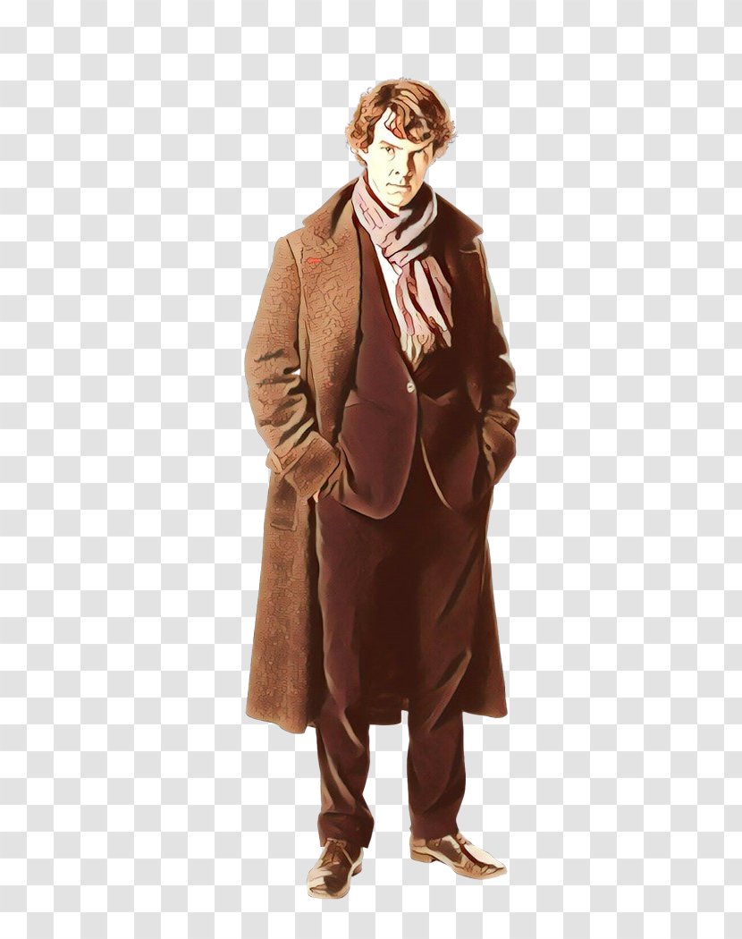 Standing Clothing Brown Male Gentleman - Suit - Costume Overcoat Transparent PNG