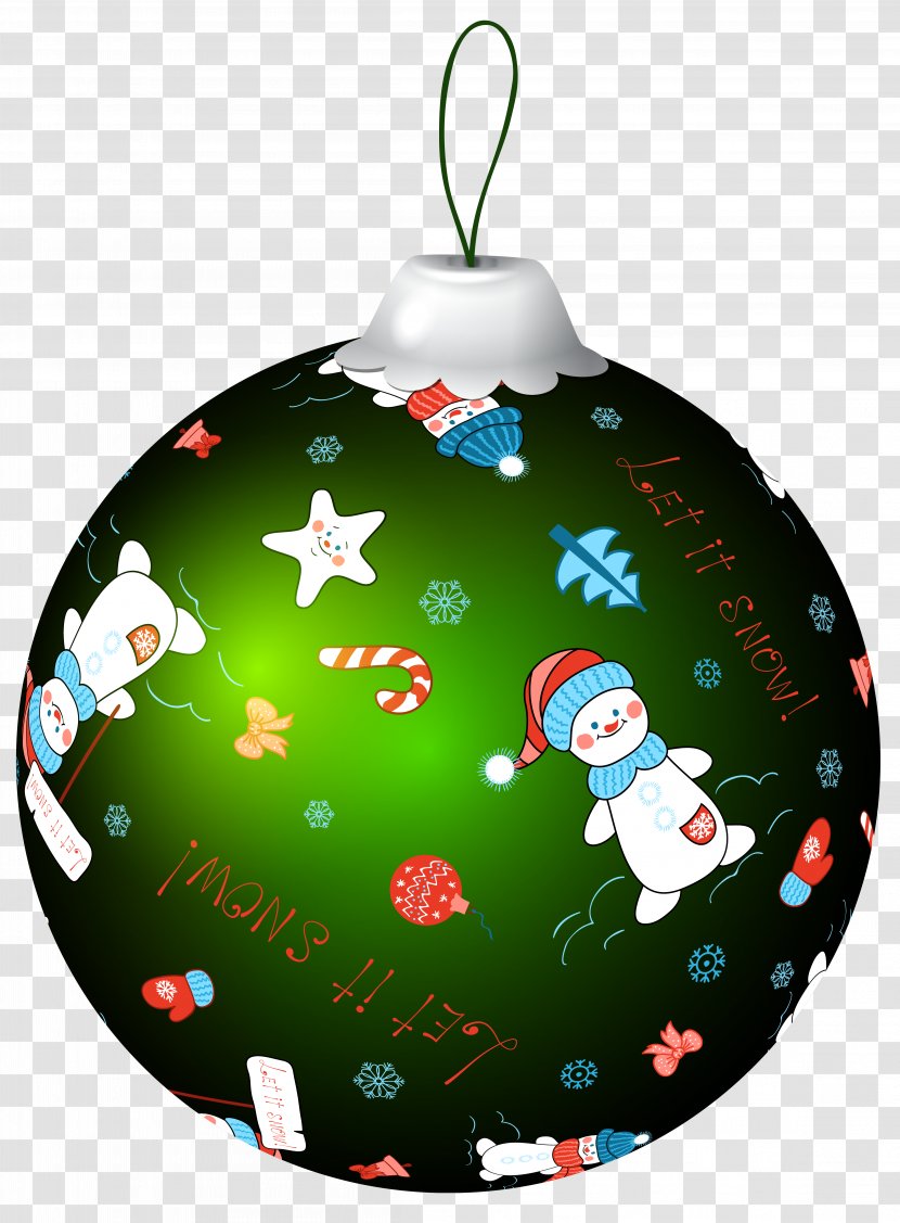 Christmas Ornament Decoration Clip Art - Green Ball With Snowman Image Transparent PNG