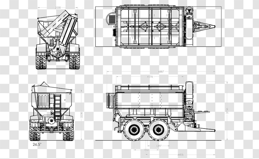 Claas Lexion Combine Harvester Technical Drawing - Chaser Bin - Machine Transparent PNG