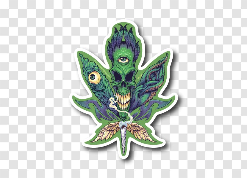 Cannabis Sticker Skull Leaf Image - Wing Transparent PNG