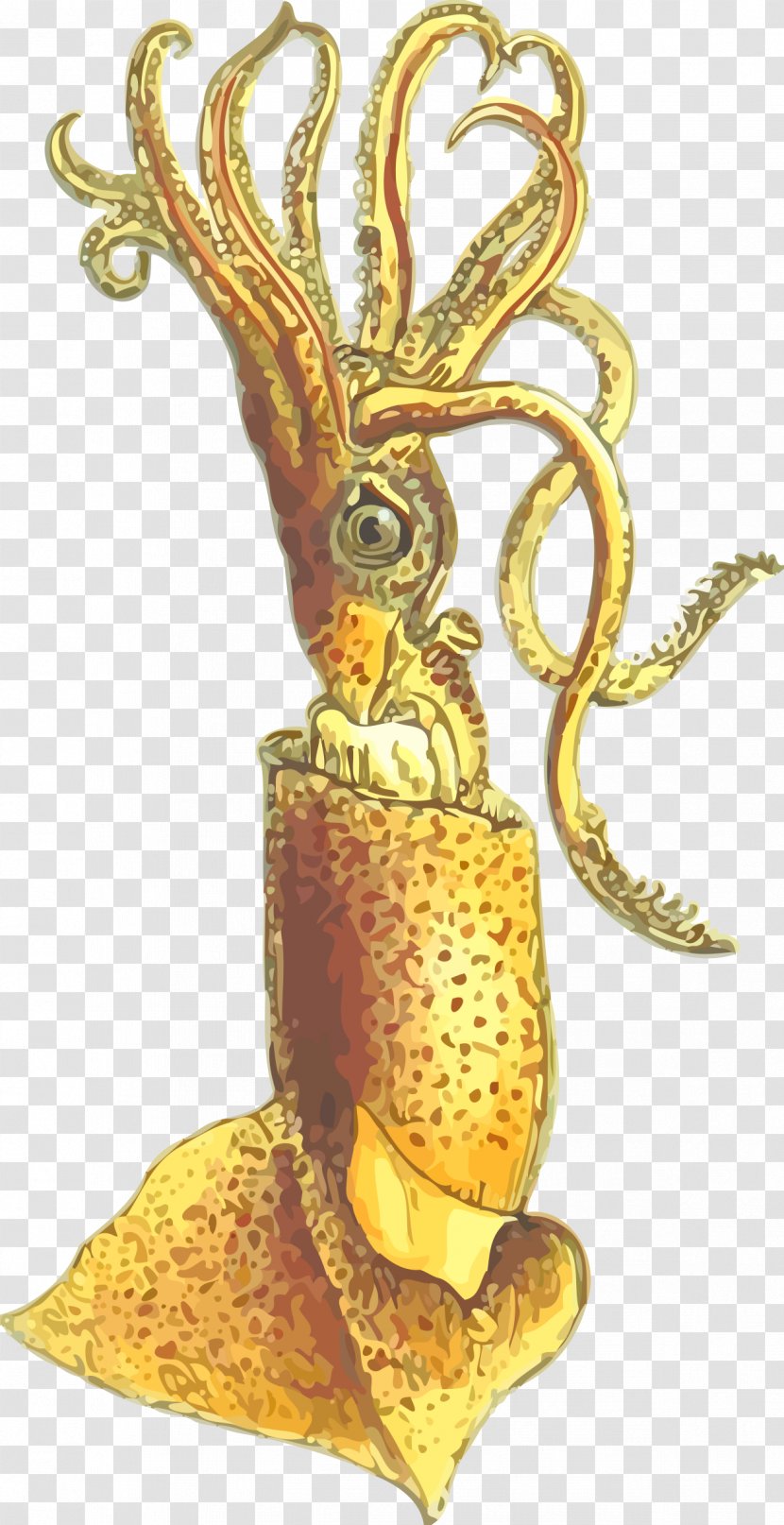 Squid Cephalopod Clip Art - Gold - Illustrations Transparent PNG