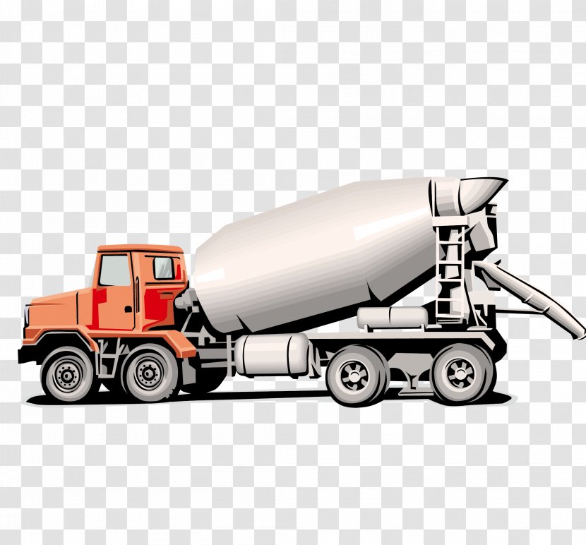 Concrete Mixer Ready-mix Truck Heavy Equipment - Vector Realistic Mix Of Sand Machine Transparent PNG