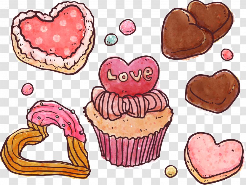 Euclidean Vector Download Sketch - Muffin - Painted Valentine's Day Sweets Material Transparent PNG