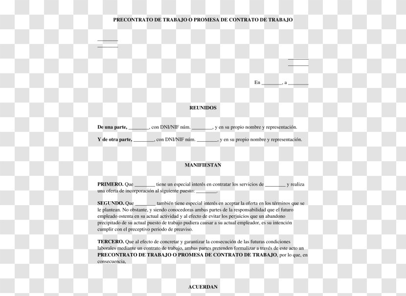 Aanneming Van Werk Labor Document El Precontrato De Trabajo Contract - Black And White - Sade Adu Transparent PNG