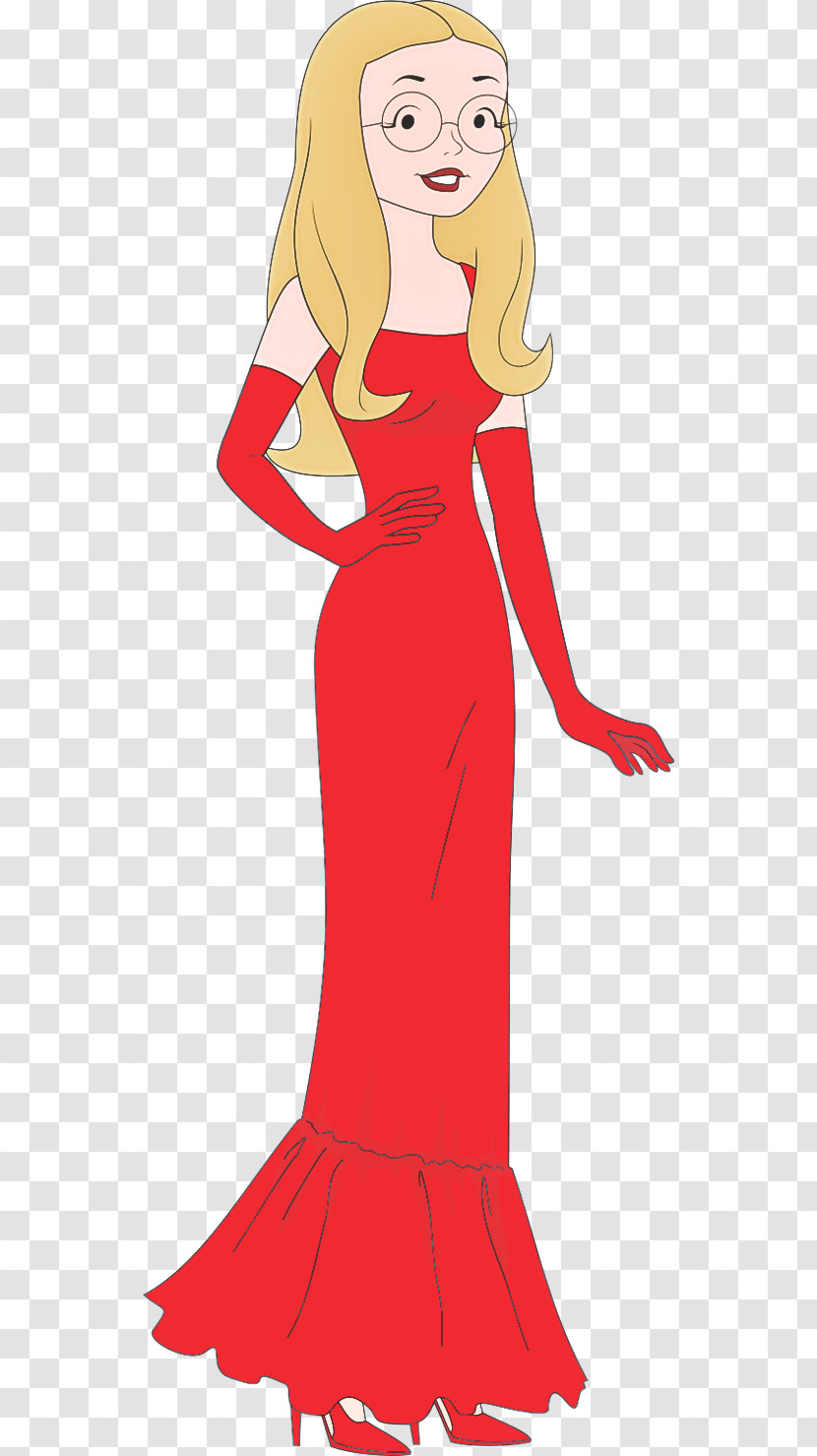 Red Standing Dress Gown Neck Transparent PNG